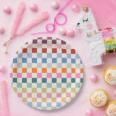 Karo - farbenfrohe Prüfmuster Pappteller (Party)