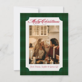 Karo-Flanell-Familienfoto-Weihnachtsfeiertagskarte Feiertagskarte
