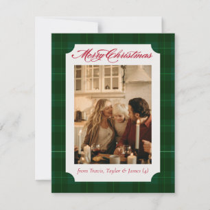 Karo-Flanell-Familienfoto-Weihnachtsfeiertagskarte Feiertagskarte