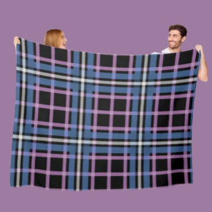 Karo-Fleece-Decke – Blau und Lavendel kariert Fleecedecke