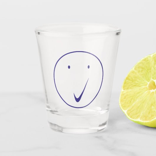 Karo Gesicht - Tick, Transp/Blau. Schnapsglas (Vorderseite)