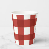 Karo Gingham Kirsch Mädchen Geburtstag Pappbecher (Rückseite)