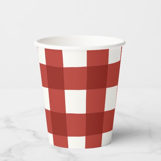 Karo Gingham Kirsch Mädchen Geburtstag Pappbecher (Vorderseite)