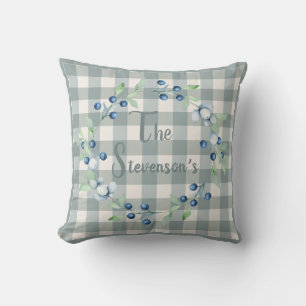 Karo-Gingham-Landhaus-Name-Beeren-Kranz Kissen
