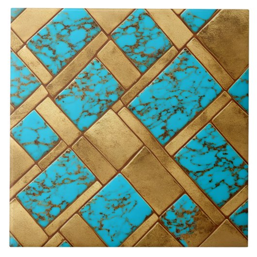 Karo Gold und Turquoise. Turquoise Fliese (Vorderseite)