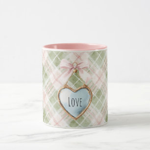 Karo Grün Pink Schleife Blau Gold Herz Liebe Tasse