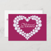 Karo-Herz rosa Hochzeitsessen Probe einladen Einladung (Vorne/Hinten)