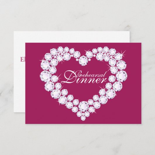 Karo-Herz rosa Hochzeitsessen Probe einladen Einladung (Vorne/Hinten)