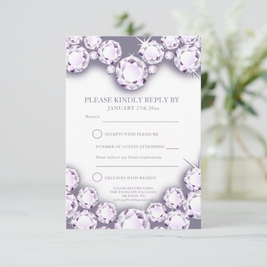 Karo-Hochzeitstag Herzkarte RSVP Karte (Stehend Vorderseite)