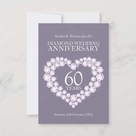 Karo-Hochzeitstag Herzkarte RSVP Karte (Rückseite)