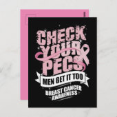 Karo Ihre Pecs Männer Brustkrebs-Bewusstsein Postkarte (Vorne/Hinten)