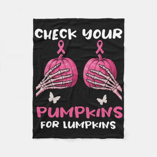 Karo Ihre Pumpkins Brustkrebs Bewusstsein Halbe Fleecedecke (Vorderseite)