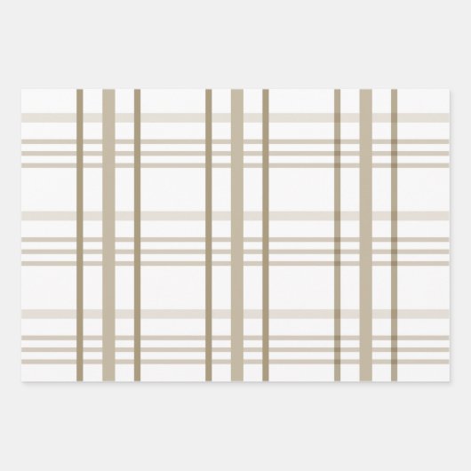 Karo in Beige und Weißbüffel Geschenkpapier Set (Vorderseite 2)