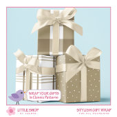 Karo in Beige und Weißbüffel Geschenkpapier Set