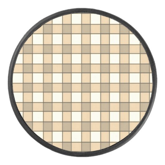 Karo in Braun und Weiß Eishockey Puck (Vorderseite)
