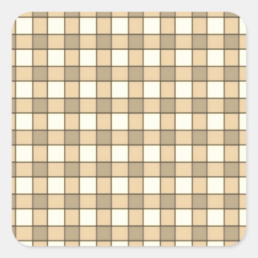 Karo in Braun und Weiß Quadratischer Aufkleber (Vorderseite)