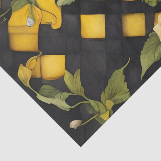 Karo in Gelb und Schwarz (Büffel) Seidenpapier (Detail)