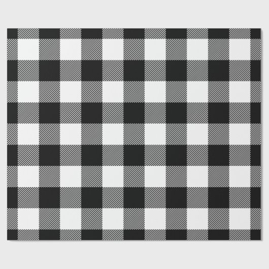 Karo in Schwarz-Weiß-Buffalo Geschenkpapier (Flach)