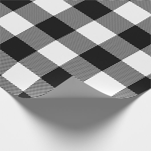 Karo in Schwarz-Weiß-Buffalo Geschenkpapier (Ecke)