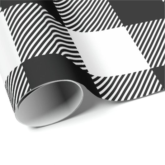 Karo in Schwarz-Weiß-Buffalo Geschenkpapier (Rolleneckpunkt)