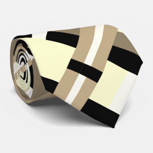 Karo in Schwarz, Weiß, Creme, Beige und Taupe Krawatte