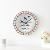 Karo-Individuelle Name zum 5. Hochzeitstag Große Wanduhr (Zuhause)