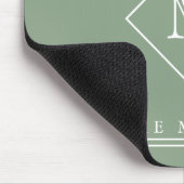Karo-Initial-Monogramm, Personalisiert-Sage-Grün Mousepad (Ecke)