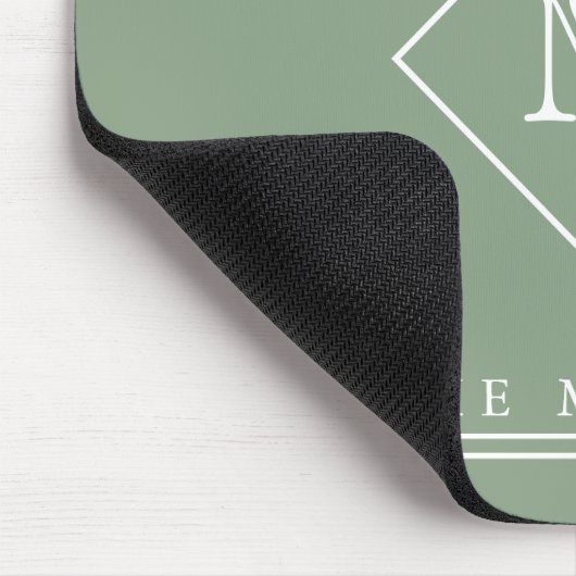 Karo-Initial-Monogramm, Personalisiert-Sage-Grün Mousepad (Ecke)