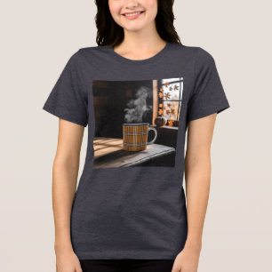 Karo-Kaffeetasse Heritage-Muster Herbstdampf-Kunst Tri-Blend Shirt
