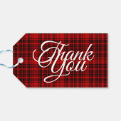 Karo Kariert Danke, Black Red White Typografy Geschenkanhänger (Rückseite Horizontal)