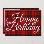 Karo Karierte weiße Typografie Foto Geburtstag (Vorne/Hinten)