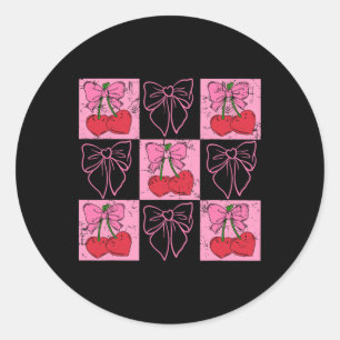 Karo-Kirsche-Coquette Love You Cherry Much 1 Runder Aufkleber