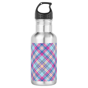 Karo königsblau-schwarze Kontrollmuster-52902 Edelstahlflasche