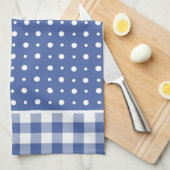 Karo Küchentücher oder Teetücher, Blue Polka Dots (Viertel Falte)