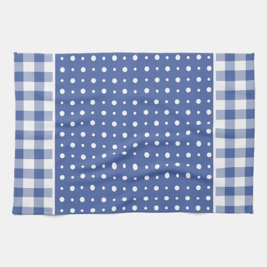 Karo Küchentücher oder Teetücher, Blue Polka Dots (Horizontal)