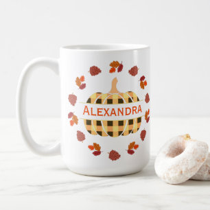 Karo-Kürbis- und Herbstlaub-Kombitasse Kaffeetasse