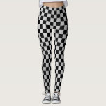 Karo Leggings aus gebürstetem Stahl<br><div class="desc">Karo aus gebürstetem Stahl,  Schwarzweißmuster Leggings</div>