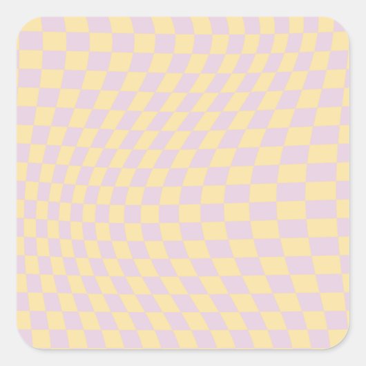 Karo Lilac Gelbes Prüfbrett Prüfmuster Quadratischer Aufkleber (Vorderseite)