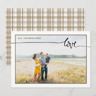 Karo LOVE Minimal Schrift Braun Weihnachtskarte Feiertagskarte