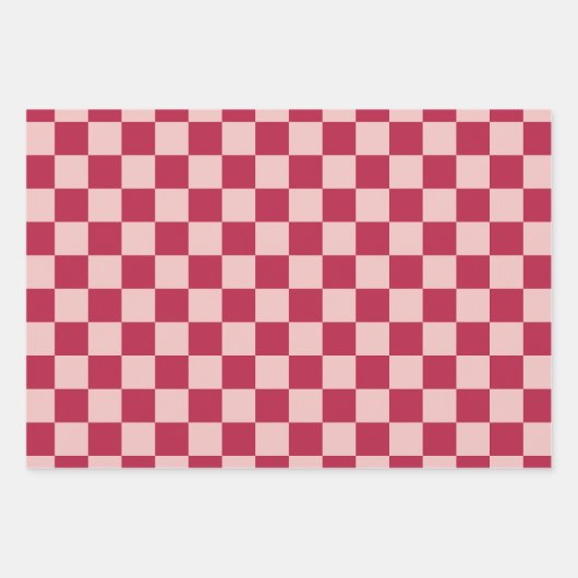 Karo Magenta und Peach Patchboard Geschenkpapier Set (Vorderseite 3)
