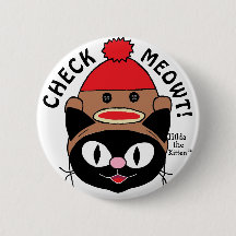 KARO MEOWT! Black Cartoon Cat mit Sock Monkey Hat