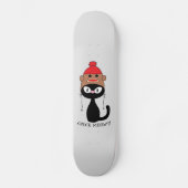 Karo Meowt Black Cat mit Sock-Affenhut Skateboard (Vorderseite)