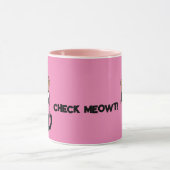 Karo Meowt! Cartoon Black Cat mit Sock-Affenhut Tasse (Zentrum)