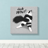 Karo Meowt! Funny Black and White Cat Sploot Leinwanddruck (Insitu (Holzboden))