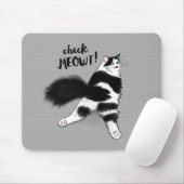 Karo Meowt! Funny Black and White Cat Sploot Mousepad (Mit Mouse)