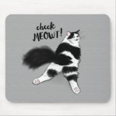 Karo Meowt! Funny Black and White Cat Sploot Mousepad (Vorne)