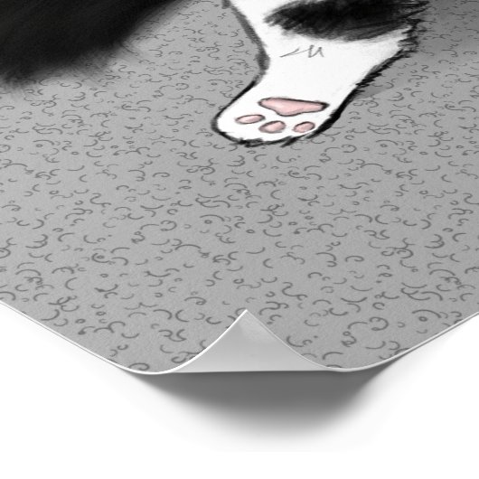 Karo Meowt! Funny Black and White Cat Sploot Poster (Ecke)