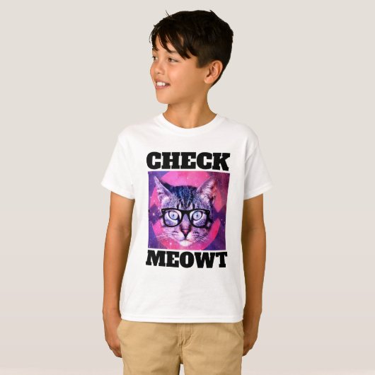 KARO MEOWT FUNNY CAT BOYS KIDS T - SHIRT (Vorne ganz)