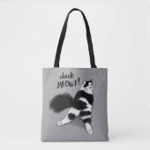 Karo Meowt! Funny Cat Sploot Black and White Cat Tasche (Vorderseite)