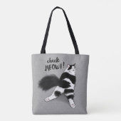 Karo Meowt! Funny Cat Sploot Black and White Cat Tasche (Rückseite)
